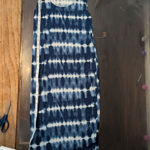 Blue Tie-Dye Maxi Dress - Sleeveless